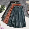 Belted A-Line Faux Leather Skirt - Image 6