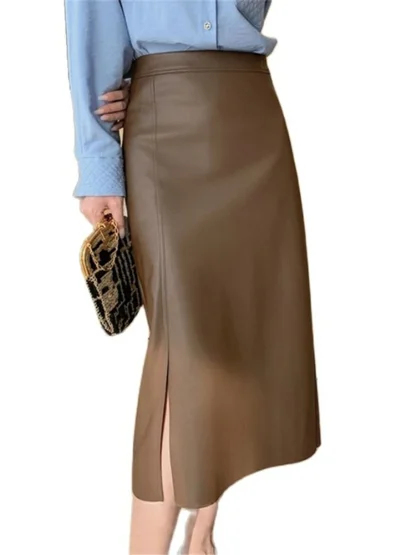 High Waist Straight Side Split Skirt - Image 5