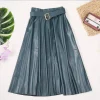 Belted A-Line Faux Leather Skirt - Image 2