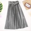 Belted A-Line Faux Leather Skirt - Image 3