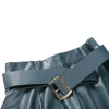 Belted A-Line Faux Leather Skirt - Image 5