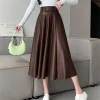 High Waist Solid Elegant A-Line Skirt - Image 2