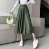High Waist Solid Elegant A-Line Skirt - Image 3