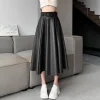High Waist Solid Elegant A-Line Skirt - Image 4