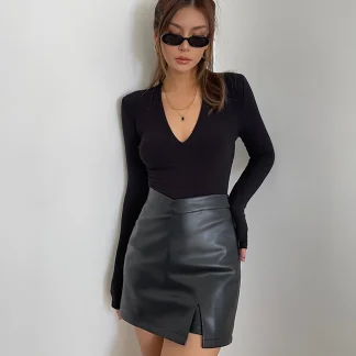 Front Split Mini Short Skirt