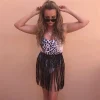 Faux Leather Skirt with Tassels