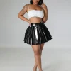 Chic Metallic Mini Pleated Skirt